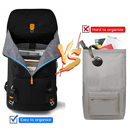 YAMTION 17" Laptop Backpack College Bookbag High School Backpack for Girls & Boys Teenagers,Backpack Business Laptop Knapsack with USB Charging Port for Women & Men - color: Black