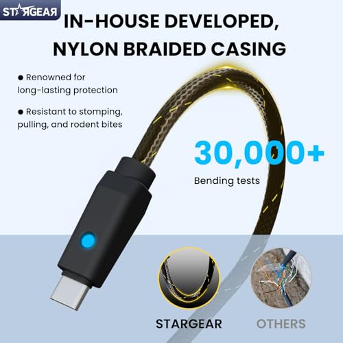Starlink Mini Cable 6.5FT, Max 140W Input Starlink Mini USB C to DC Power Cable with Indicator Light, Braided Wear-Resistant for 16AWG, Work with 20V/100W, 28V/140W PD Power Source (Black) - size: Black Braided 6.5FT with LED