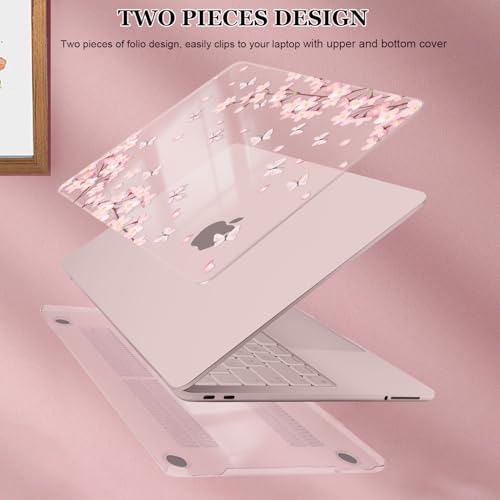 for MacBook Neo 13 inch Case 2026 A3404 with A18 Pro Chip, Anti-Scratch Slim Pattern Plastic Hard Shell Case 13-inch Neo Protective Cover Keyboard Skin & Screen Film, Cherry Blossom Pink - color: Cherry Blossom Pink