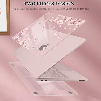 for MacBook Neo 13 inch Case 2026 A3404 with A18 Pro Chip, Anti-Scratch Slim Pattern Plastic Hard Shell Case 13-inch Neo Protective Cover Keyboard Skin & Screen Film, Cherry Blossom Pink - color: Cherry Blossom Pink