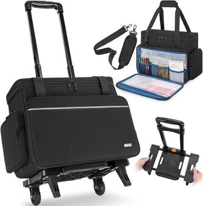 GMAK Teacher Briefcase, Teacher Tote Bags with 15.6 Inch Laptop Compartment, Scrapbook Tote Craft Organizer with Pockets - style: With Wheels
