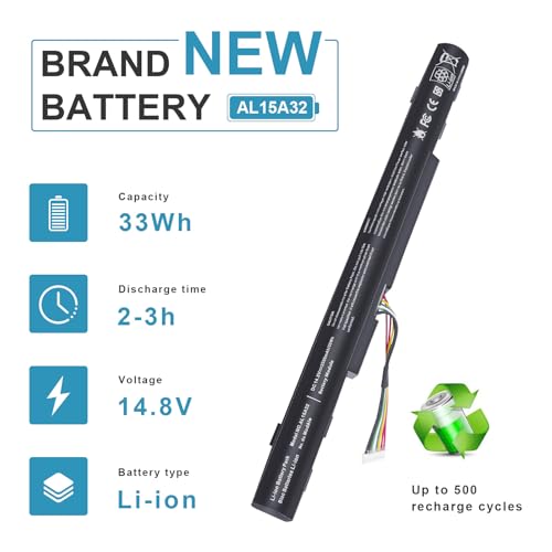 TREE.NB AL15A32 Laptop Battery for Acer Aspire E5-422 E5-573 E5-573G E5-573T E5-522 E722 E5-473G-561X 14.8V 33Wh/2200mAh - size: 10.4x1.0x0.8inch AL15A32
