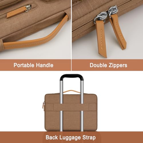 MOSISO 360 Protective Laptop Case 13.3 inch, 13-13.3 inch Laptop Sleeve | Compatible with MacBook Air/Pro 13 / Pro 14,HP Dell Acer ASUS, Side Open Carrying Case with 4 Zipper Pockets, Mocha - color: Mocha, size: 13.3 inch
