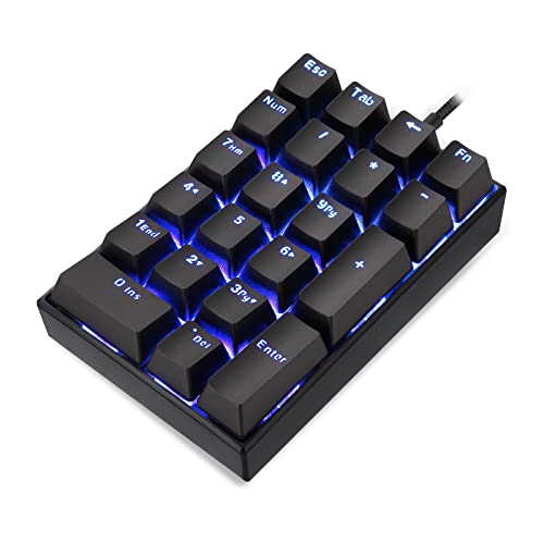 MOTOSPEED K23 Mechanical Numeric Keypad Red Switch Wired 21 Keys Mini Numpad Portable Gaming Keypad Extended Layout for Cashier - color: black