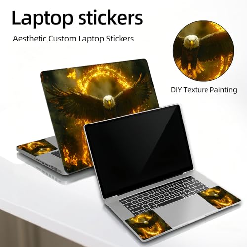 Universal Laptop Skin Sticker Decal, 12"-15.6" Aesthetic Vinyl Wrap, Eagle Fire Ring Epic Waterproof Notebook Cover Art Protector for MacBook HP Dell Lenovo, Fits 13" 14" 15" 15.6" - color: Eagle Fire Ring Epic
