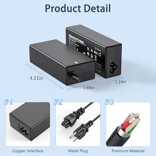65W Laptop Charger Compatible with IdeaPad 3 1 5,s340 S145 330 320 310 110 110s 510 520 530s 710s s540 S730,Flex 5 6 4 1470 1480,V14 V15 V17,65W 45W Round Tip AC Adapter - size: 4.21*1.69*1.14in Round Tip