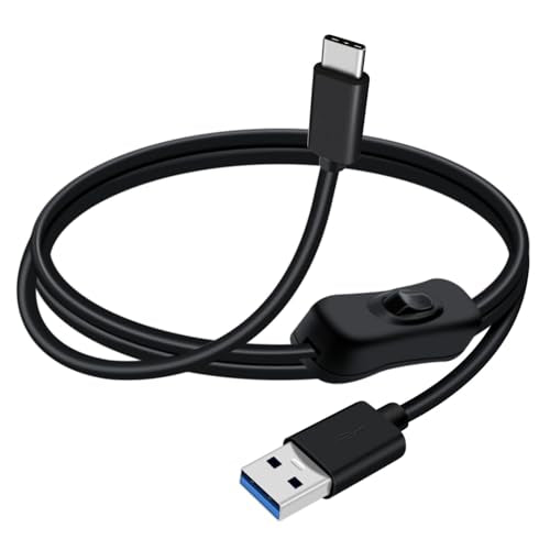 USB C to USB Cable with Switch Type C Charging Cable with Switch Supports 5Gbps Data and Power Supply, for Laptops, PC, Phone, Car (Black, 1.5m/4.9FT) - color: Black, size: 1.5m/4.9FT
