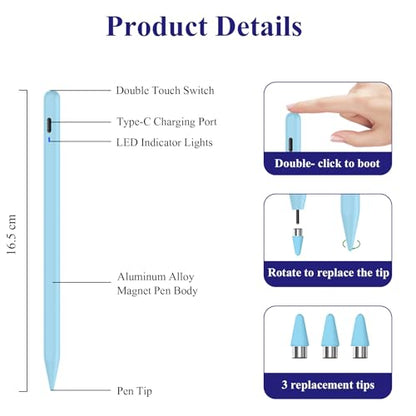 Stylus Pen for Android, Magnetic Phone Pencil, CMARS Fine Point Digital Pens for Touch Screens, Tablet Pen Compatible with iPhone/Samsung/Xiaomi/Huawei/Vivo and Other Android Phone and Tablet - Blue - color: Blue