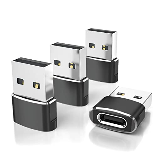 Elebase USB to USB C Adapter for iPhone 17 4Pack,USBC Female to A Male Car Charger Adapter,Type C Converter Apple 17e 16 Pro Max 15 14 Plus,iWatch Watch 11 10 Ultra 3,iPad Air,Samsung Galaxy S26 - color: Black