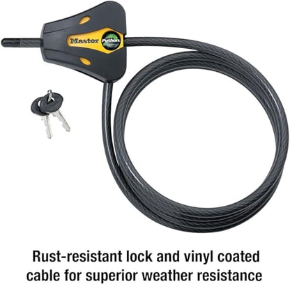 Master Lock - Keyed Alike Trail Camera Python Adjustable Cable Locks w/16 Keys, Model# 8419KA-8 - size: 8 Pack