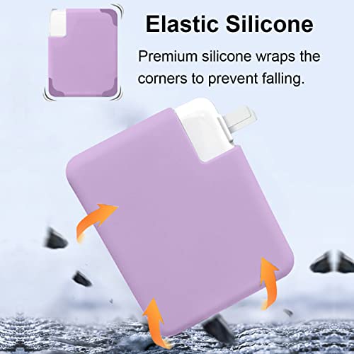 for MacBook Pro 16 inch 2026 M5 A3428 A3429 140W Power Adapter Cover, 140W Soft Silicone Charger Case Sleeve for Mac Pro 16 A3403 A3186 A2991 A2780 A2485 2021-2024 M4 M3 M2 M1, Pink Purple - color: Pink Purple