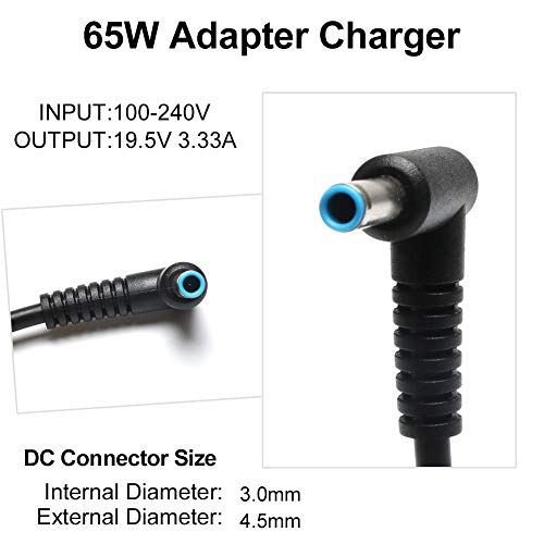 65W Round Blue Tip Charger for HP Laptops & Older Chromebooks | Fits any HP with a blue circle end/barrel. Safe 65W/45W power for Pavilion, EliteBook & older Chromebooks (NOT USB-C).