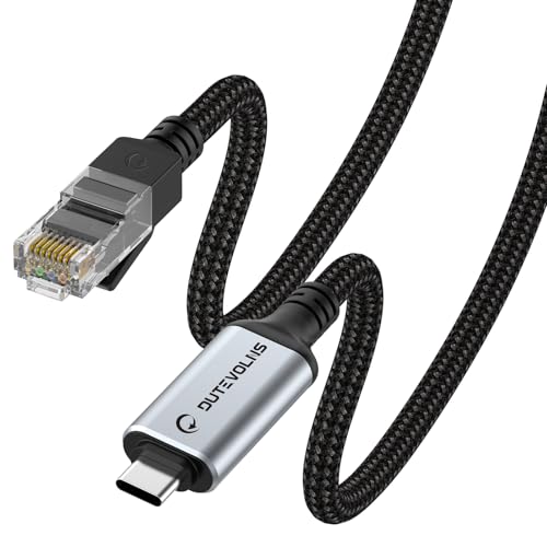 USB C to Ethernet Cable 15FT, Gigabit Type-C to RJ45 Nylon Braided Cable | Network to USBC Cord, Thunderbolt 3/4 Compatible, 1000Mbps Directly Connected, for MacBook Pro, iPad Pro, Laptop, Smartphone - size: 15FT, style: USB C to Ethernet