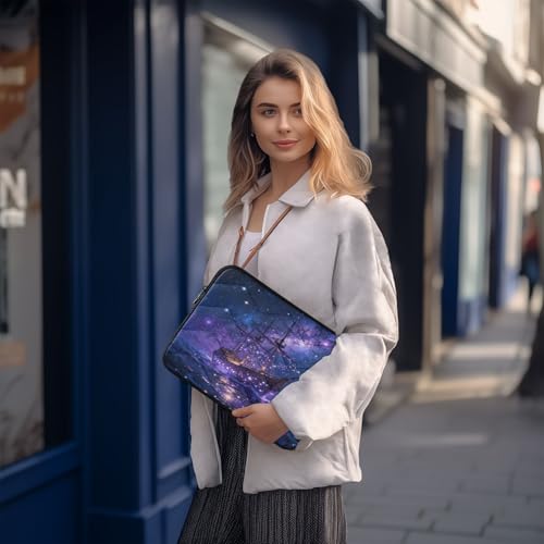Purple Galaxy Dark Boat Waterproof Laptop Sleeves 14-16 Inch Padded Quilted Laptop Protector Bag Notebook Case - color: purple galaxy dark boat, size: Large