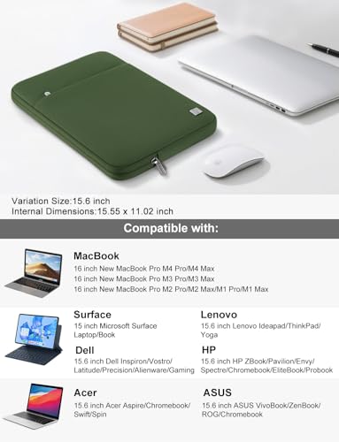 DOMISO Laptop Case Laptop Sleeve Cover for 16 inch MacBook Pro M4/M3/M2/M1 Pro/Max A3403 A3186 A2991 A2780 A2485 A2141,Compatible with 15.6 inch HP Lenovo Dell XPS 16, Avocado Green - color: Avocado Green, size: 15.6 inch