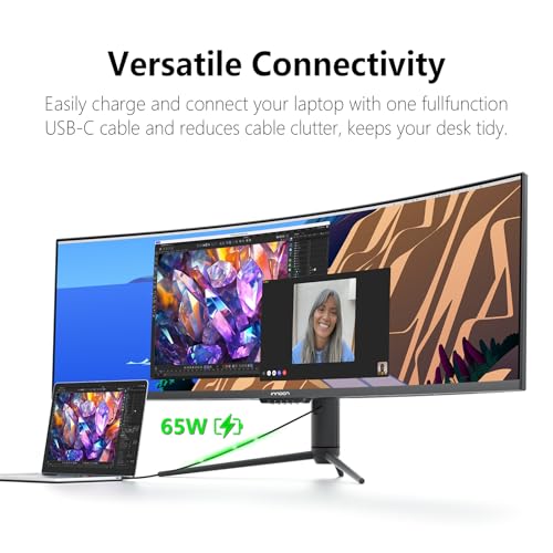INNOCN 49" Curved 5K2K 5120 x 1440P 240Hz Computer Monitor, R1800-49C1S | HDR400, 99% sRGB, USB Type C, DisplayPort, HDMI, Built-in Speakers, Height/Tilt Adjustable - style: DQHD 240Hz