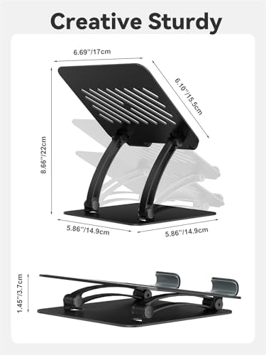 tounee Tablet Holder Stand, Dual Rod Adjustable Aluminum Desktop Stand, Compatible with 4.7-16.9" iPads, Surface Tablets, Portable Monitor, Kindle and More (Black) - color: Black
