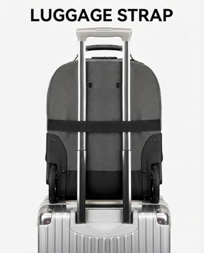 MATEIN Rolling Laptop Bag with Larger Wheels, 17 Inch Spacious Roller Back Packs with Anti Theft Lock for Adults Men, Heavy Duty Rolling Large Carry On Luggage for Office Work Travel, Grey - color: Grey