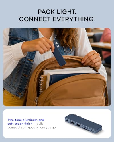 Satechi USB-C Snap Hub for MacBook Neo, 6-in-2 Flush Dual-Connector Hub with 4K/60Hz HDMI, 45W Pass-Through Charging, SD & microSD Card Readers, USB-A & USB-C 5Gbps Data, Indigo - color: Indigo