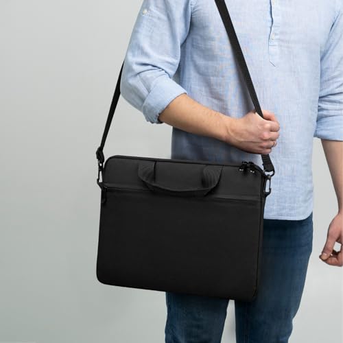 15.6-16 Inch Laptop Sleeve Shoulder Bag Notebook Chromebook Computer Carrying Case Compatible with 15.6 inch Acer Asus Dell HP Thinkpad, Black - color: Black, size: 15.6"-16"