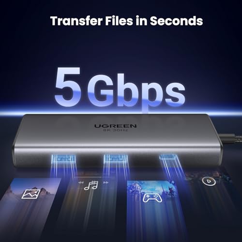 UGREEN USB C Docking Station Dual Monitor 4K@60Hz, 6-in-1 Dock with 2xHDMI | Single 8K@30Hz, 100W PD, 2x5Gbps USB-A & 1xUSB-C Data Ports, USB-C Revodok 206 Dock for Thinkpad, HP, Dell Laptops and More