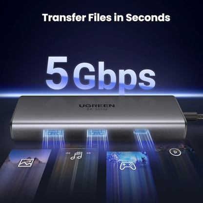 UGREEN USB C Docking Station Dual Monitor 4K@60Hz, 6-in-1 Dock with 2xHDMI | Single 8K@30Hz, 100W PD, 2x5Gbps USB-A & 1xUSB-C Data Ports, USB-C Revodok 206 Dock for Thinkpad, HP, Dell Laptops and More