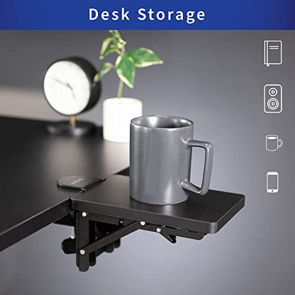 VIVO Clamp-on 6 x 9 inch (11 Including Clamps) Desk Extender, Wrist Support, Armrest Tray, Table Mount for Sit Stand Desks, Black, DESK-EXT09 | Wrist Support, Armrest Tray, Table Mount for Sit Stand Desks - size: 6 x 9 inch, style: Extender