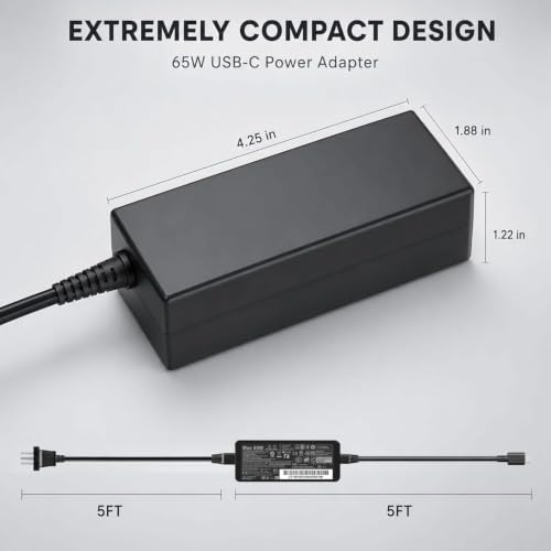 Universal PD 65W USB C Laptop Charger for HP - Pavilion Envy Spectre, Type C Power Adapter for Dell Lenovo Acer ASUS Suited to I nspiron ThinkPad VivoBook Aspire Latitude IdeaPad Chromebook Phone
