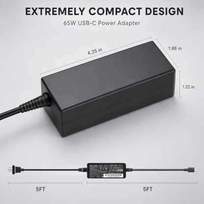 Universal PD 65W USB C Laptop Charger for HP - Pavilion Envy Spectre, Type C Power Adapter for Dell Lenovo Acer ASUS Suited to I nspiron ThinkPad VivoBook Aspire Latitude IdeaPad Chromebook Phone