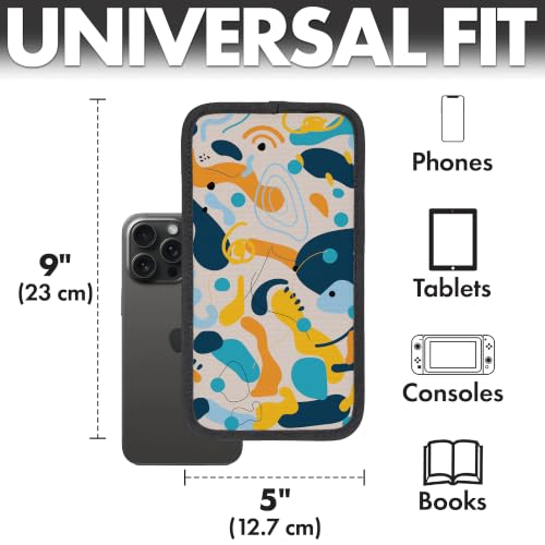 Airplane Phone Holder - Foldable Phone Stand for Plane Travel | Aluminum Build, 9 x 5 in. Boho Blue, Tabletop Mount Desk, Plane Tray Seat back, Treadmill, Fits iPhone Cell Phone - color: Boho Blue, size: Large