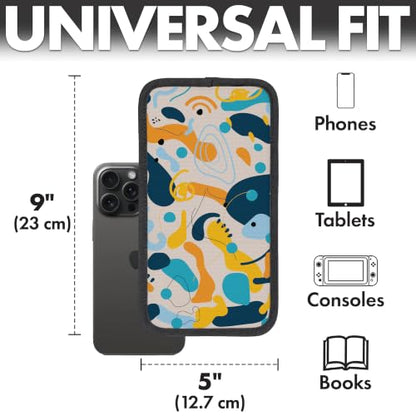 Airplane Phone Holder - Foldable Phone Stand for Plane Travel | Aluminum Build, 9 x 5 in. Boho Blue, Tabletop Mount Desk, Plane Tray Seat back, Treadmill, Fits iPhone Cell Phone - color: Boho Blue, size: Large