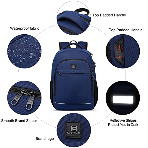 CAFELE 17.3 Inch Laptop Backpack with USB Charging Port, TSA-Friendly & Water-Resistant College Bookbag for Men and Women (Blue) - color: 17.3 Inch-blue