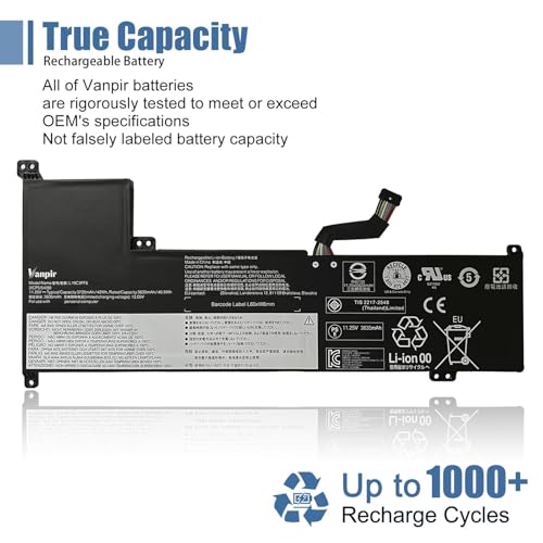 L19C3PF6 Laptop Battery 11.25V 42Wh 3735mAh Replacement for Lenovo IdeaPad 3-17ADA05 3-17ARE05 3-17IIL05 3-17IML05 Series SB10W89847 L19L4PF2 5B10W89846 L19D4PF2 5B10W89835 5B10W89838 L19L3PF4 - size: 10.19*4.68*0.23 inch L19C3PF6