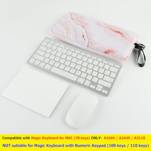 Neoprene Carrying Keyboard Sleeve Case Bag Protection Pouch Compatible with Magic Keyboard 1 & 2, Wireless Keyboard, Magic Mouse, Magic Trackpad and Wireless Trackpad (Pink Marble Pattern) - color: Pink Marble Pattern