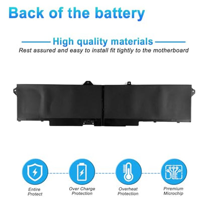97Wh 9JRV0 Laptop Battery Replacement for Dell Latitude 5521 5531 Precision 3571 3561 3581 3591 Alienware M17 R5 M18 R1 R2 Series 05RGW 005RGW 53XP7 053XP7 - size: 10.71*3.94*0.59inch 9JRV0