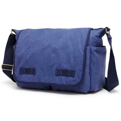 Sechunk Canvas Large Messenger Bag Shoulder bag Cross body bag Crossbody Bag - color: Blue, size: Small