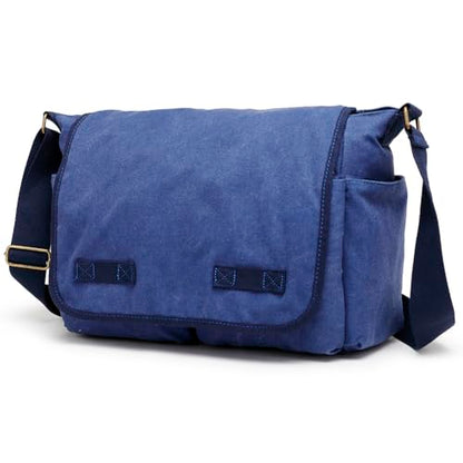 Sechunk Canvas Large Messenger Bag Shoulder bag Cross body bag Crossbody Bag - color: Blue, size: Small