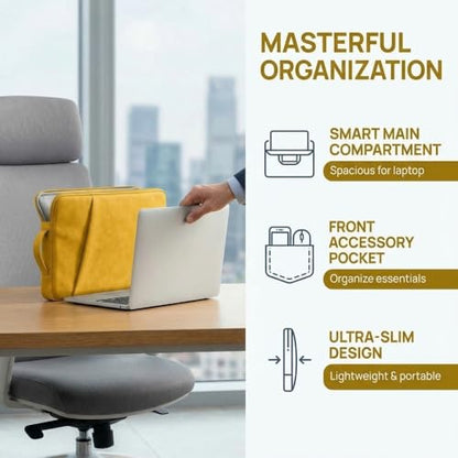 Laptop Sleeve for MacBook Air 15 Inch, Premium PU Leather Laptop Case with Handle, Water-Resistant & Shockproof, Compatible with MacBook Air/Pro 13/14 M5 M4 M3 M2 M1, HP Dell ASUS Lenovo(Yellow) - color: Yellow, size: 15 inch