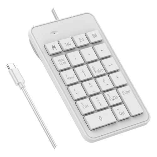 Wired USB C Number Pad - 23 Keys Type C Numeric Keypad Upgraded 10 Key USB Keyboard Financial Accounting Numpad for Laptop, PC, MacBook, Notebook, Desktop,Surface Pro - White - style: Wired-TypecWhite