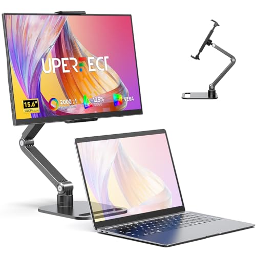 UPERFECT Portable Monitor, 15.6" 1080P Ultra-Slim Laptop Display | 125% sRGB Color, 2000:1 Contrast, VESA Support, Stand Included, USB-C & Mini HDMI External Screen for Laptop, Gaming & Travel - size: 15.6 inch