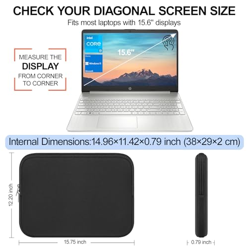 DTTO Laptop Sleeve Case, 15.6 Inch Padded Protective Laptop Cover Briefcase Carrying Bag Compatible with 15.6-16 Inch HP, Dell, Lenovo, Asus, Acer, Slim Portable Computer Bag Neoprene, Black - size: 15.6 Inch