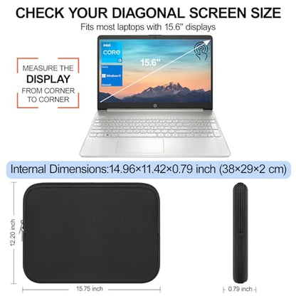 DTTO Laptop Sleeve Case, 15.6 Inch Padded Protective Laptop Cover Briefcase Carrying Bag Compatible with 15.6-16 Inch HP, Dell, Lenovo, Asus, Acer, Slim Portable Computer Bag Neoprene, Black - size: 15.6 Inch