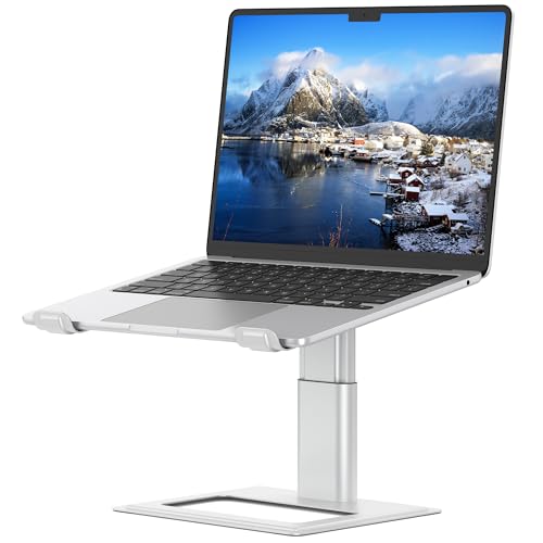 SOUNDANCE Adjustable Laptop Stand for Desk, Computer Stand, Ergonomic Laptop Riser Holder Compatible with 10 to 17.3 Inches Notebook PC Computer, Aluminum Silver - color: Silver
