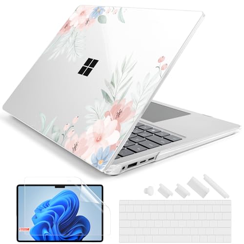 Batianda Artistic Case for Microsoft Surface Laptop 15 inch, Pastel Floral | Fits Surface Laptop for Business 8th Edition 2026 & Surface Laptop 7 2024, 4-in-1 Accessories Bundle, Slim Durable Hard Shell - color: Cute Flower