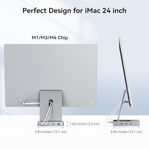 AGEEN 14-Port 10Gbps USB-C Hub for iMac 24 inch 2021/2023/2024 M1/M3/M4, 5 USB-A & 2 USB-C 3.2 Ports, 4K@60Hz HDMI, 1Gbps Ethernet, SD/TF Card Slot, M.2 NVME SSD Slot (SSD Not Included)