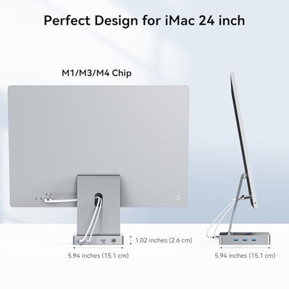 AGEEN 14-Port 10Gbps USB-C Hub for iMac 24 inch 2021/2023/2024 M1/M3/M4, 5 USB-A & 2 USB-C 3.2 Ports, 4K@60Hz HDMI, 1Gbps Ethernet, SD/TF Card Slot, M.2 NVME SSD Slot (SSD Not Included)