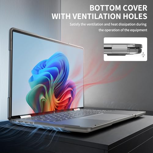 Heavy Duty Case for 14" HP Envy X360 2-in-1 2K Touch-Screen Laptop 2024 Release Shockproof Hard Shell Matte Translucent Anti-Fingerprint Protective Cover with TPU-Covered Edge (Grey) - color: Grey
