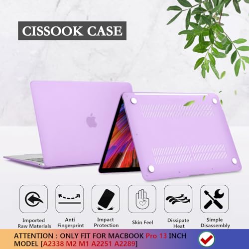 CISSOOK Case for MacBook Pro 13 Inch 2020-2025 Release M1 M2 | 4in1 Set Laptop Hard Shell Cover for MacBook Pro 13" A2251 A2289 A2338 Keyboard Cover and Screen Protector, Matte Purple - color: Matte Purple