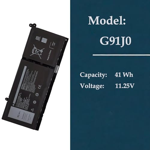 G91J0 3-Cell 41Wh Laptop Battery for Dell Inspiron 15 3511 3520 3521 3530 3535 5510 5515 5410 5430 5440，Latitude 3520 3530 3420 3320 3330，Vostro 14 3420 3430 5410 3510 3520 3530 5510 5620