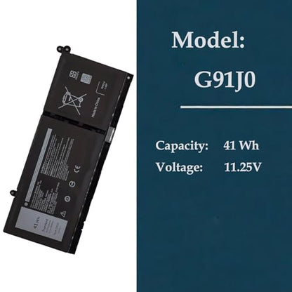 G91J0 3-Cell 41Wh Laptop Battery for Dell Inspiron 15 3511 3520 3521 3530 3535 5510 5515 5410 5430 5440，Latitude 3520 3530 3420 3320 3330，Vostro 14 3420 3430 5410 3510 3520 3530 5510 5620